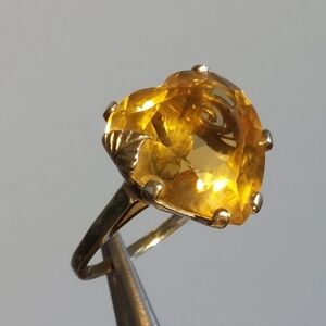 Vintage 14K Gold Heart-Cut Citrine Ring — Stunning Statement Piece
